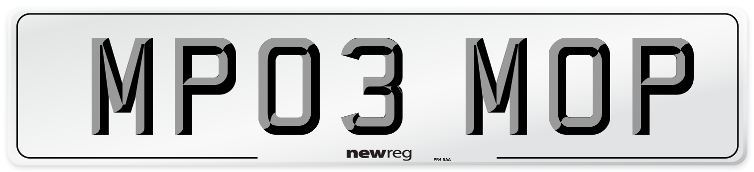 MP03 MOP Number Plate from New Reg